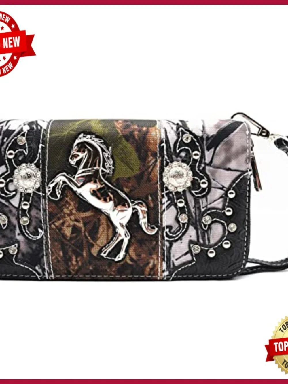 Western Cowgirl Handbag With Matching Wallet Set Studded Tooled Leather
